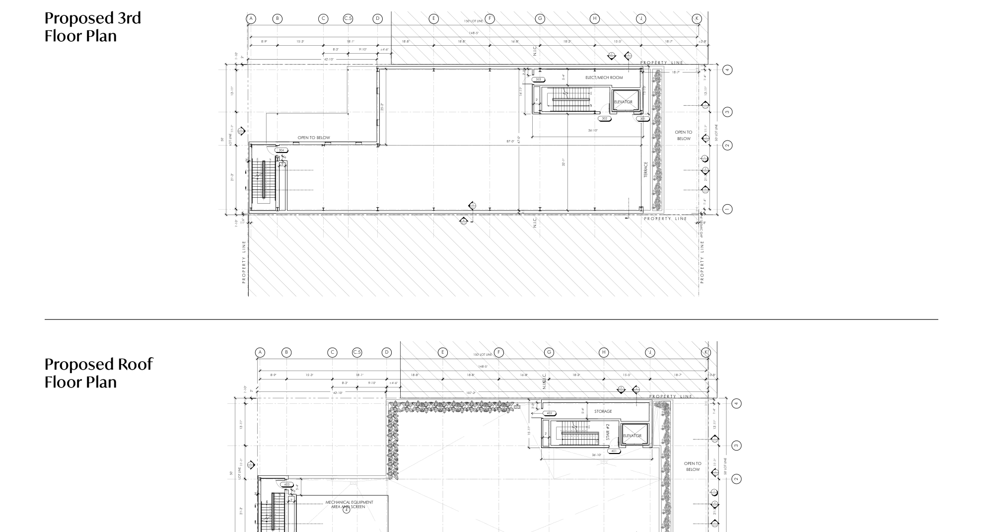 Proposed 3rd Floor and Roof Deck Plans